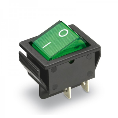 Rocker switch 2 x off/on with indicator light 230V 15A green