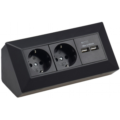 Double top mounting socket block + 2 USB charging ports...