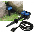Garten 2-fach Steckdose mit Erdspie� 10m Zuleitung IP44