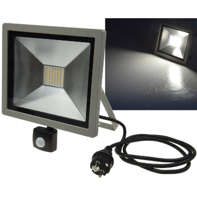    LED-Fluter 50W mit Bewegungsmelder neutralwei  SlimLine IP44 - CTF-SLT50