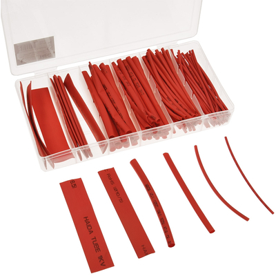 Shrink tube assortment 100 pieces red in sorting box