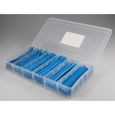 Shrink tube assortment 100 pieces blue in sorting box