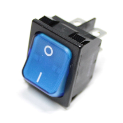 Rocker switch 10A 2 x on with blue control lamp