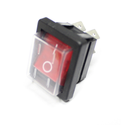 Rocker switch 30 x 22.1mm 16A 2 x on red with control lamp 230V
