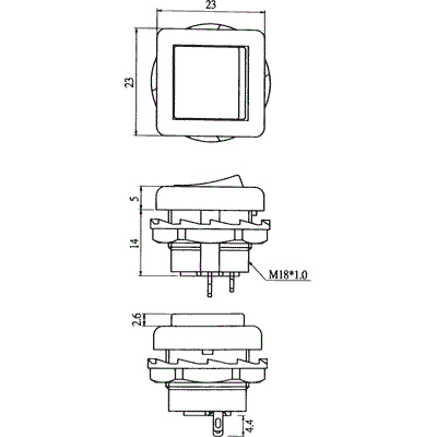 Wippschalter aus/ein 250V 6A