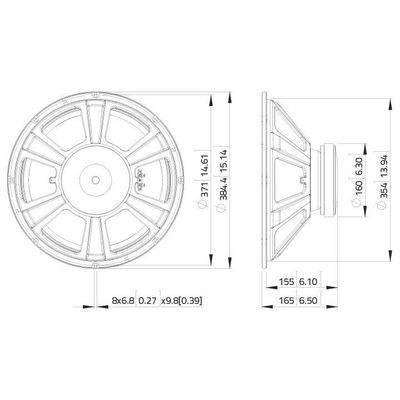 15/38cm Basslautsprecher 250W 8 Ohm 97,5dB 45-3000Hz - WSF152.50