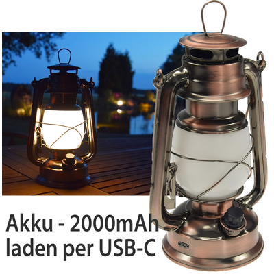 LED Akku Camping Laterne  warmwei�, dimmbar, USB-C