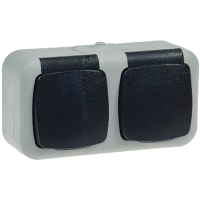 Damp-room  Double Mains socket IP44 AP gray