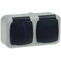 Damp-room  Double Mains socket IP44 AP gray