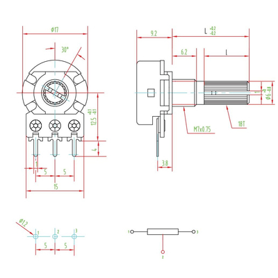 Potentiometer axial  mono    20K lin