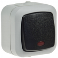 Damp-proof switch with indicator light IP44 AP gray