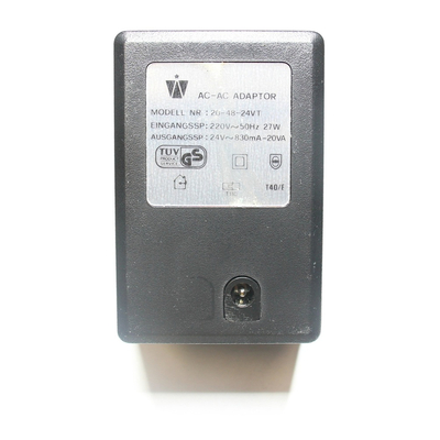 Plug-in power supply 24VAC 830mA with integrated 5.5/2.1mm low-voltage socket - 20-48-24VT