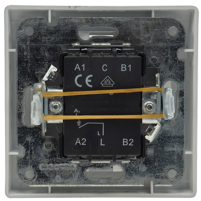 Push-button 0?250 V AC 10 A, incl. flush-mount frame silver