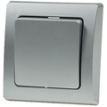 Push-button 0?250 V AC 10 A, incl. flush-mount frame silver