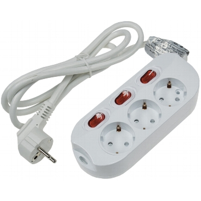 3-way table socket with individual switching, white