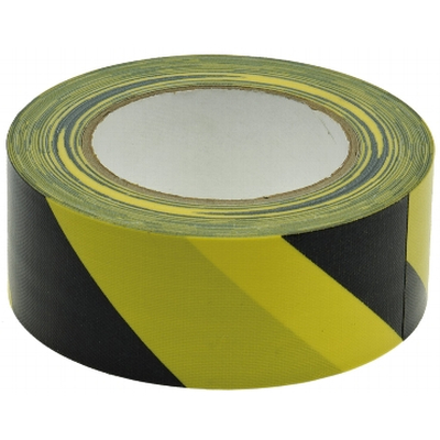 Tissue tape black / yellow industrial marking tape, 50 mm x 25 m