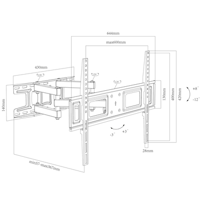 TV-Wandhalter 30-70 / 76-178cm, schwenkbar, max 35kg - CT-70 SN