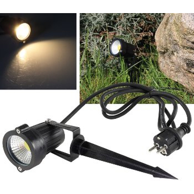 LED garden light 5W warm white with 1.5m cable and black ground spike - CT-GS5