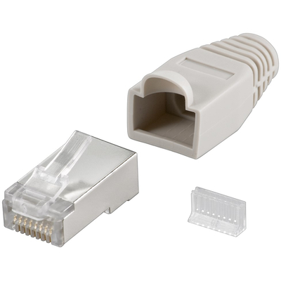 RJ45-Stecker, CAT 5e STP geschirmt mit Knickschutzt�lle gelb