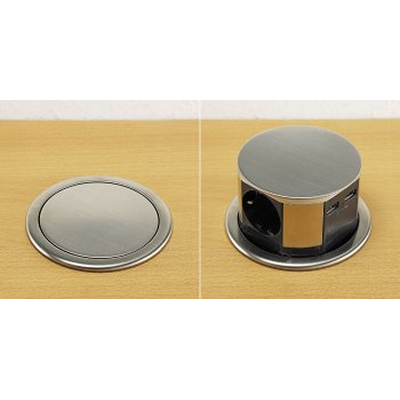 Tisch-Einbausteckdosen Terminal 3 x Schuko + 2 USB