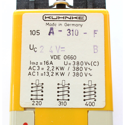 Relay / contactor 24VDC for DIN rail mounting 2 x on / 2 x off 16A 380V - 105 A-220-F KUHNKE