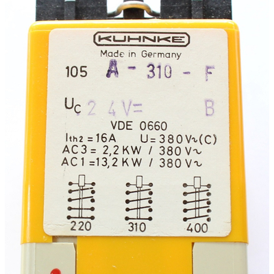 Relais / Sch�tz 24VDC f�r Hutschienenmontage 2 x ein / 2 x aus 16A 380V - 105 A-220-F KUHNKE