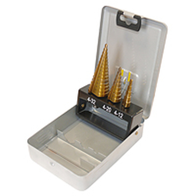 HSS Step Drill 4 > 12mm, 4 > 20 mm and 4 > 32 mm (3 pieces)