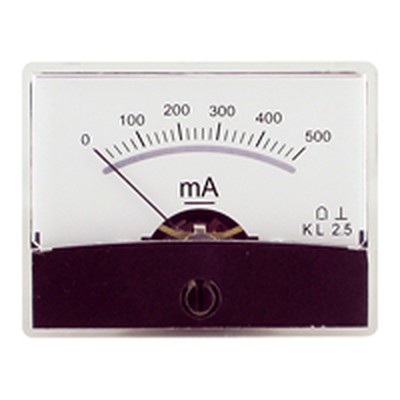Panel meter w. Mirror scale 0 -   500mA DC
