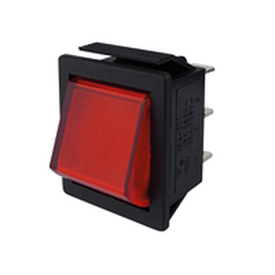 Rocker switch 2 x ;on/on red without indicator light