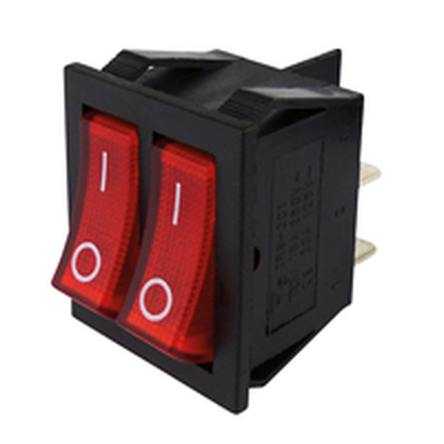 Double rocker switch 2 x 1 x a red without indicator ligh