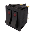 Double rocker switch 2 x off/on with 230V control lamp light