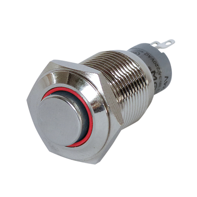Full metal switch 16mm 1 x on/on with LED ring...
