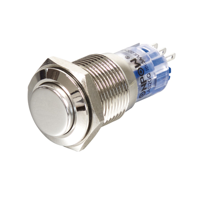 Full metal button 16mm 1 x on/(on) IP40