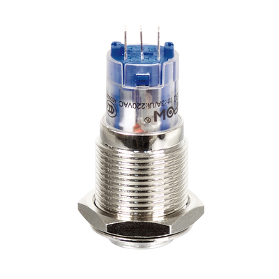 Full metal button 16mm 1 x on/(on) IP40