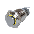 Full metal button 16mm 1 x on/(on) with ring illumination...