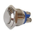 Full metal button 16mm 1 x on/(off) flat with screw eyes