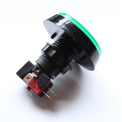 Large-area push button on/(on)  60mm green with LED illumination 12VDC