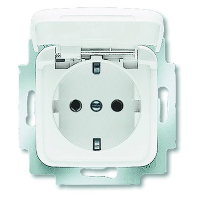 Socket with hinged cover Reflex SI alpine white - 20EUK-214