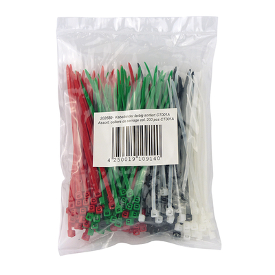 Cable ties assorted colors 2.5mm x 100mm (content 200pcs)