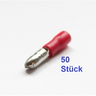 Rundstecker rot 4mm f�r 0.5 - 1.5mm� Kabel (50 Stk)