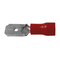 Blade plug red 6,35mm for cable 0.5- 1.5 mm   0.8 x 6.35...