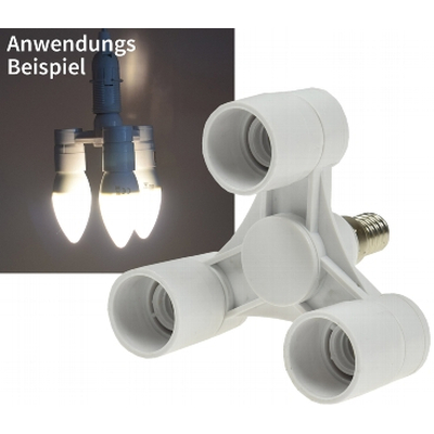 E14-Fassung 3-fach Adapter auf 3 x E14-Schraubfassungen - Triple