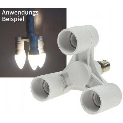 E14 Socket 3-way adapter to 3 x E14 screw jacks - Triple