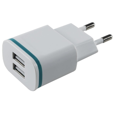 Plug-in power supply with USB 5V=, 2x1/1x2A 10W