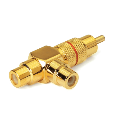 Cinch Y-Adapter Cinch Stecker-/ 2 x Cinch Kupplung rot