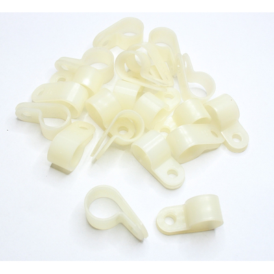 P Cable Clamps, Natural Nylon, Screw-Mount, �10 x 10 x 25 mm (20 pcs)