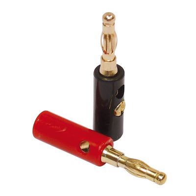 Banana spring plug set 2 x red / 2 x black