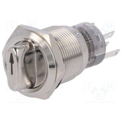     Rotary action switch 19mm 1 x on/(on)  0.5A / 220VAC 1A / 24V DC lighting 24V green