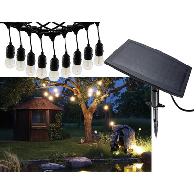 Biergarten-Solar Lichterkette mit 10x Filament Led Lampen IP44