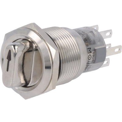      Rotary switch 19mm 3 positions 2 x off/on/on 0,5A / 220VAC 1A / 24VDC with illumination 12V red